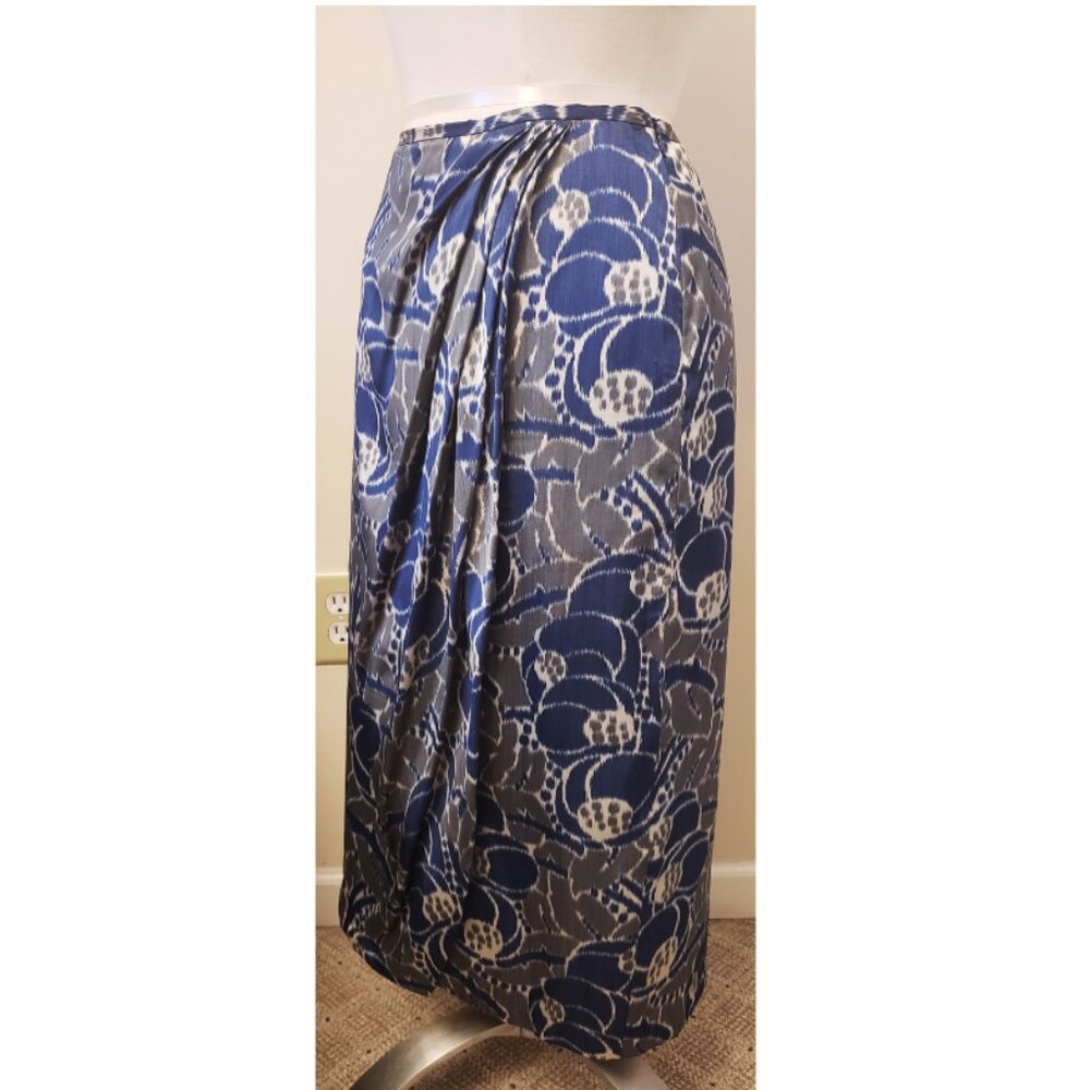Lafayette 148 New York Draped Front Midi Skirt Size- 14 Multicolor Floral